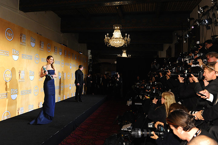 Film awards: Jennifer Lawrence poses with her Screen Actors Guild award
