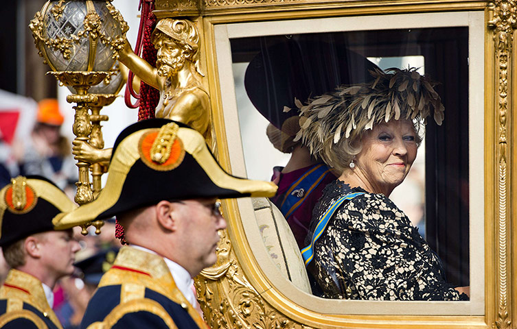 Queen Beatrix: Queen Beatrix looks out from her Golden Carriage