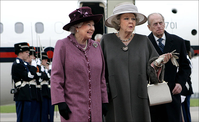 Queen Beatrix: Queen Elizabeth II is greeted by Queen Beatrix