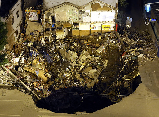 Sinkhole gallery: The site of a huge cave in Guangdong Province, China - 28 Jan 2013