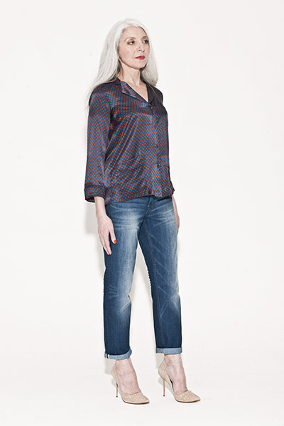 All Ages: Denim: Alex wears jeans, Gap. Silk pyjama top,  zara.com. Courts, £85, dune.co.uk.