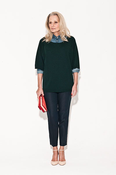 All Ages: Denim: Michelle wears shirt, Gap. Jumper, Zara. Trousers, Banana Republic