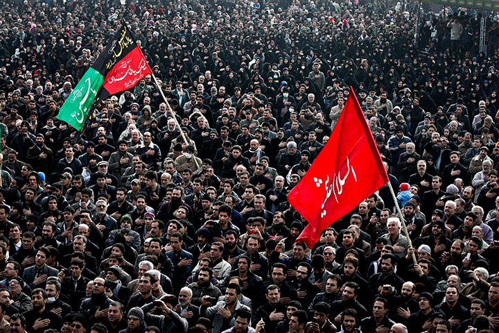 24 hours: Tehran, Iran: Iranian mourners beat their chests in a ceremony Arbaeen
