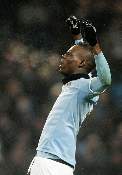 bad boy balotelli: Mario Balotelli reacts