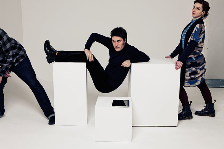 Noel Fielding - Glam: Noel Fielding lying on white blocks