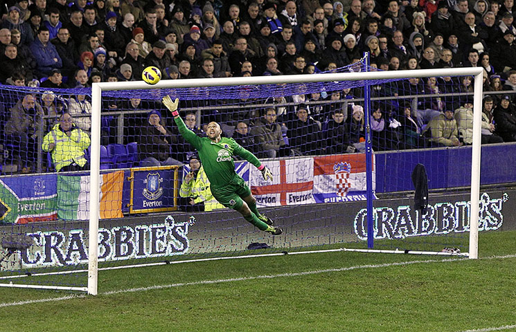 West Brom: A flying Tim Howard denies West Brom an equaliser