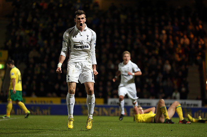 Norwich: Gareth Bale celebrates