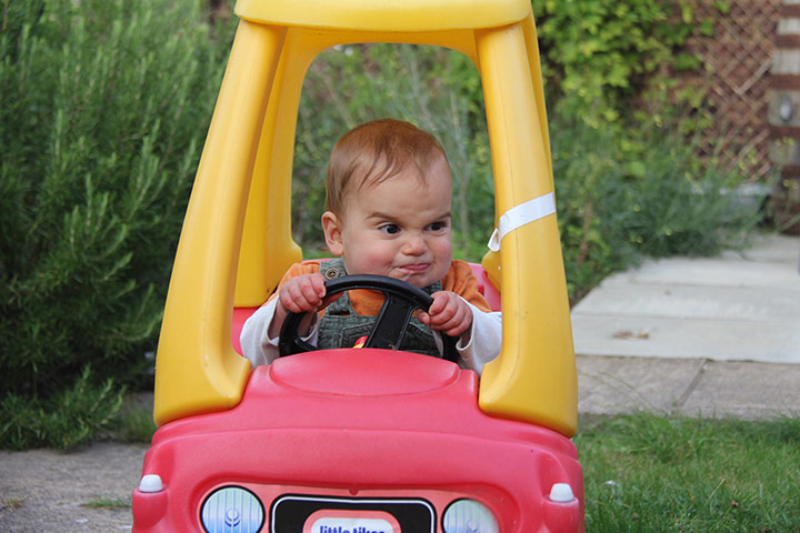Your Pictures: Drive: My son Edward at 11 months old, practising road rage