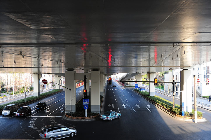 Your Pictures: Drive: A flyover in the centre of Shanghai capturing the movements of the cars