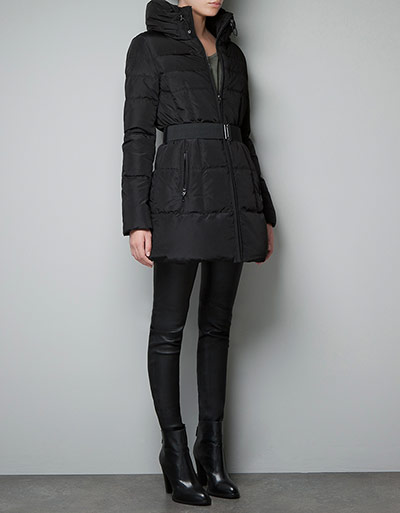 Rain coats: Zara quilted jacket with belt