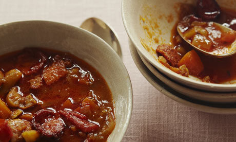 Chestnut and chorizo soup