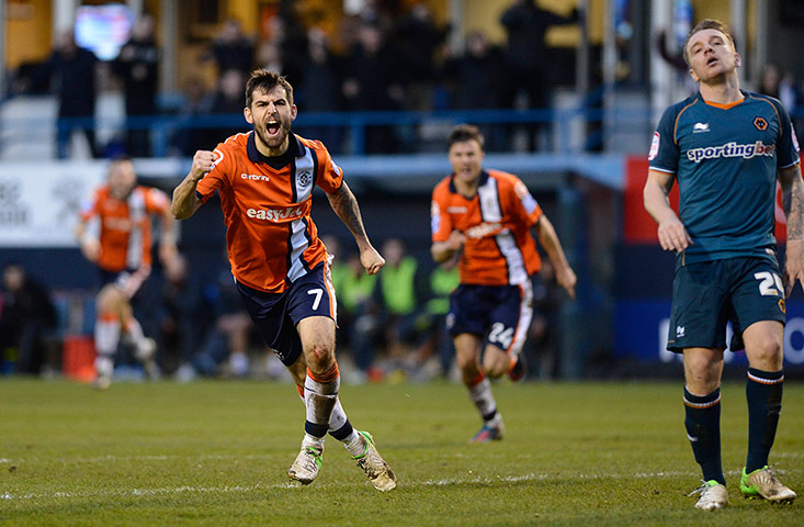 luton v wolves: Alex Lawless celebrates scoring
