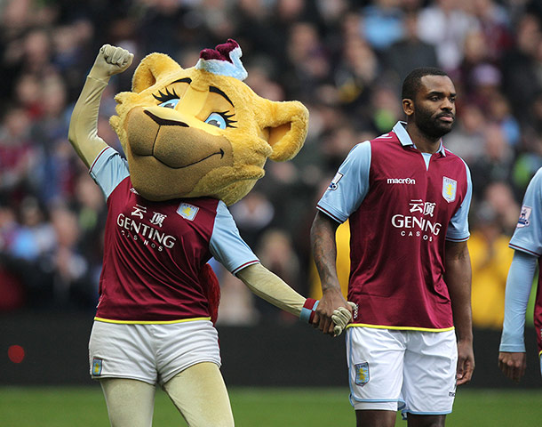 Darren Bent with Aston Villa mascot