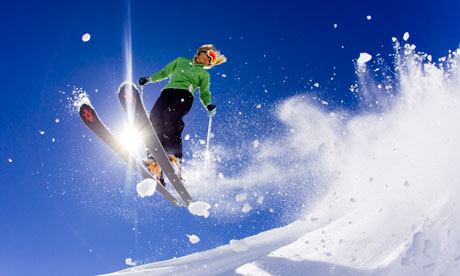 A skier jumping in the air