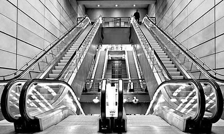 Escalators at Copenhagen Underground station