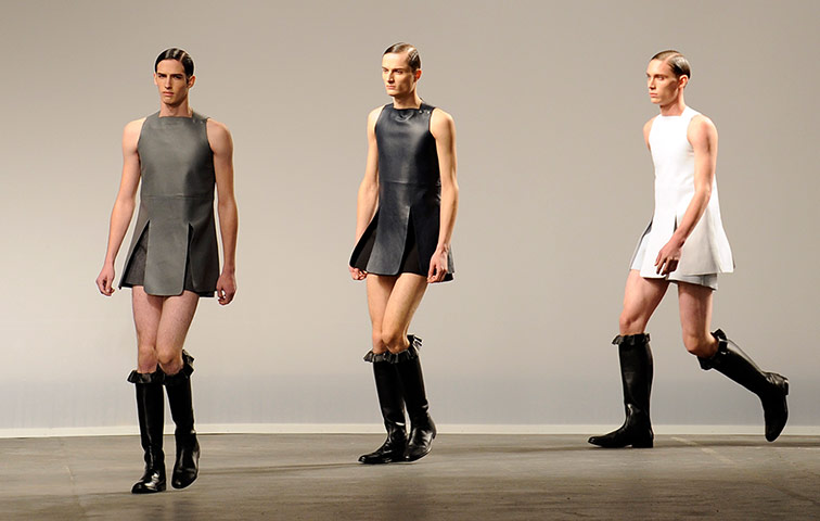 Lighter Look: Male models on the catwalk