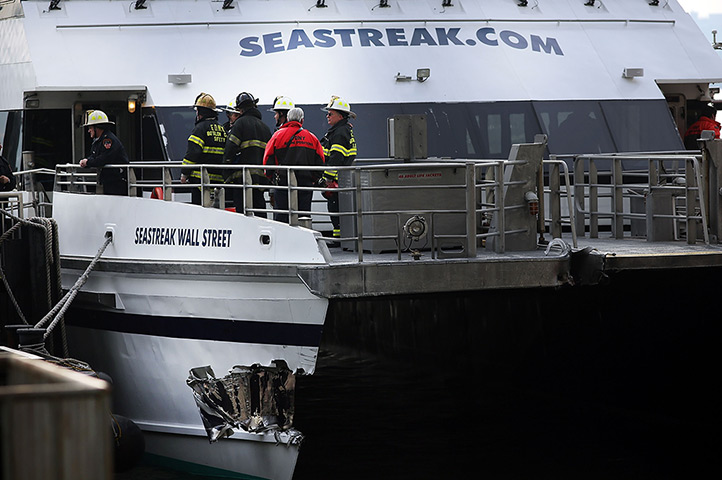 Seastreak ferry: A gash in the Seastreak ferry is inspected