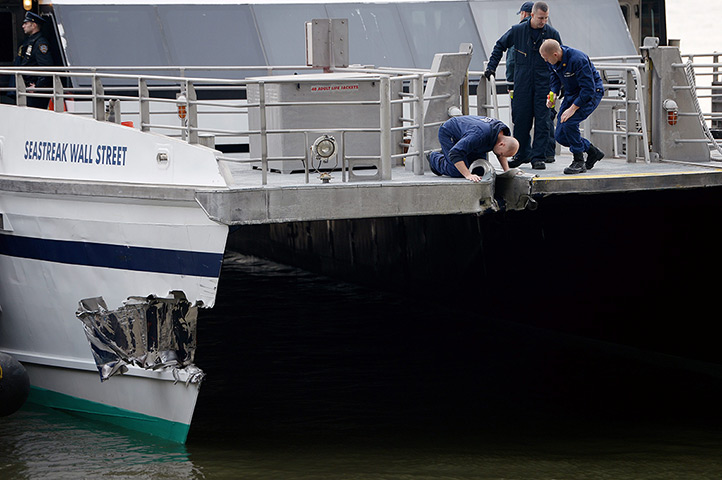 Seastreak ferry: Investigators look over the damage of Seastreak ferry that struck a dock