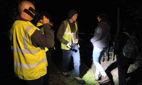 Protesters from 'Camp Badger' near Watchet in Somerset on patrol
