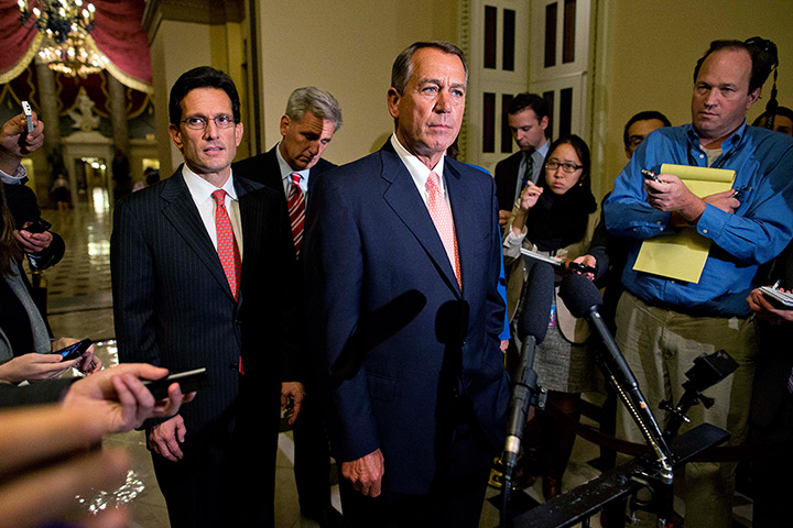 House Speaker, Republican John Boehner, during a news conference on Capitol Hill