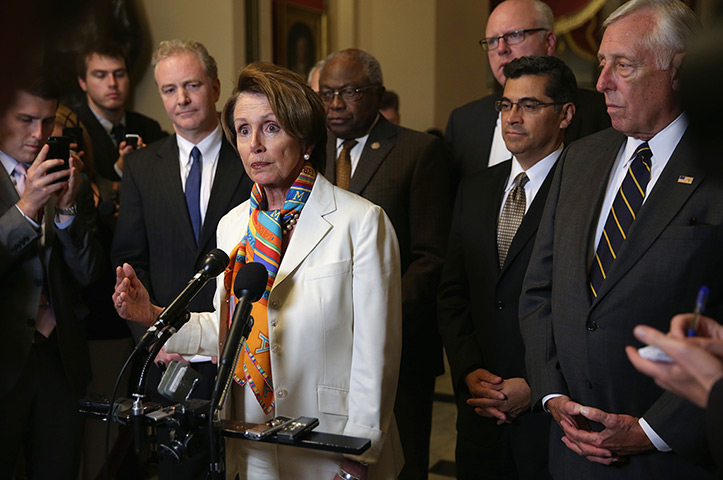 House minority leader, Democrat Nancy Pelosi, speaks during a news conference on Capitol Hill