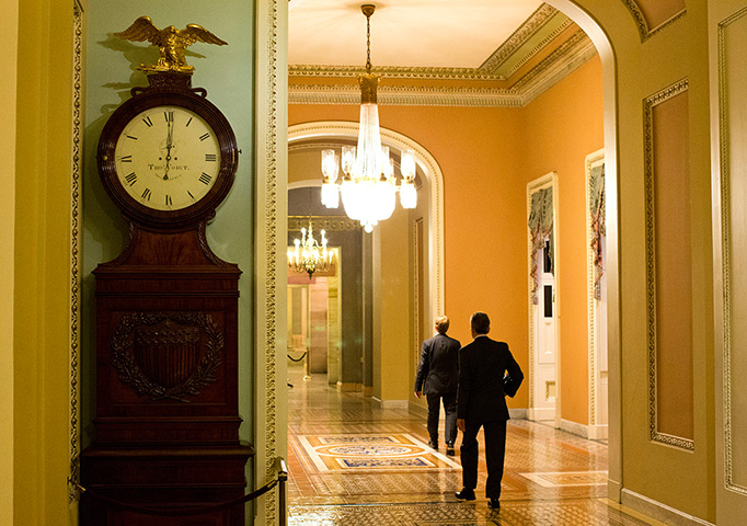 Deadline missed: the Ohio Clock outside the Senate chamber in the Capitol shows 12:01am