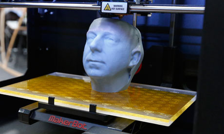 A 3D printer MakerBot Replicator 2 produces a sculpture at the CeBit computer fair in Hanover