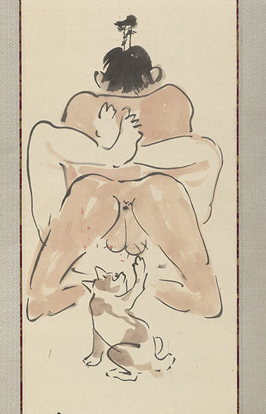 Shunga: Kawanabe Kyosai (1831 - 1889), One of Three comic shunga paintings (detail)
