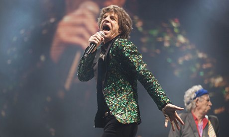 The Rolling Stones on stage at Glastonbury music festival 2013