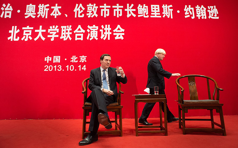 Boris in China: Mayor of London Boris Johnson and Chancellor of the Exchequer George Osborn