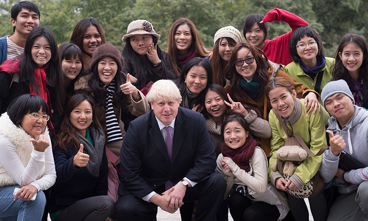Boris in China: Mayor of London Boris Johnson meets students at Peking University in Beijin
