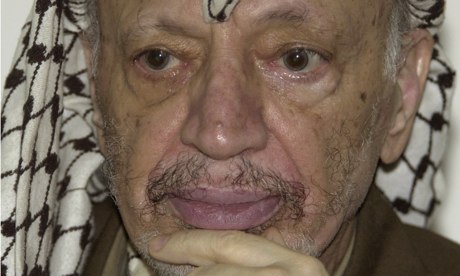 Yasser Arafat died in a hospital near Paris in 2004 after falling ill while under Israeli military siege in the West Bank. Photograph: Nasser Nasser/AP