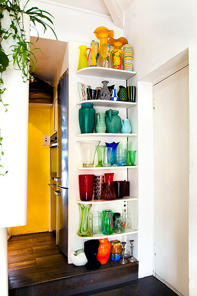 homes - full colour: interior of house with brightly coloured vases