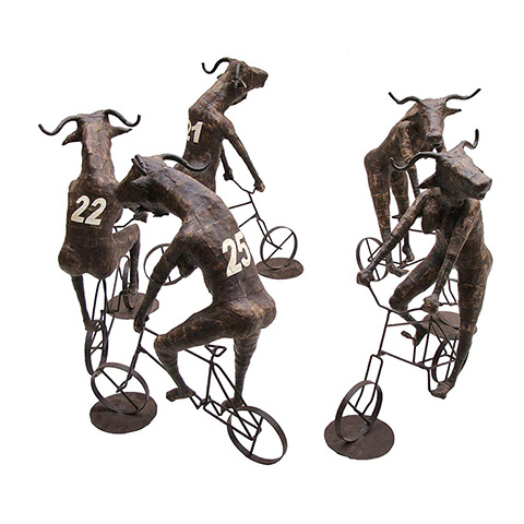 African Art Auction: Mamady Seydi, (B. Senegal, 1970)Les Cyclistes, 2012Wood, fabric, iron, p