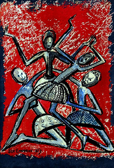 African Art Auction: Ben Enwonwu, (B. Nigeria, 1924 - 1994) ✻Africa Dances, 1959Watercolour a