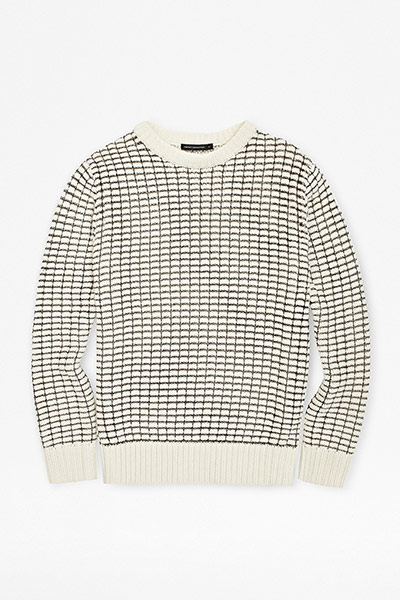 jumpers - weekend fashion: White jumper with black grid