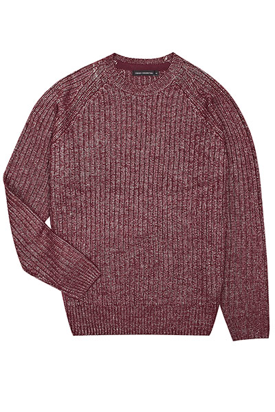 jumpers - weekend fashion: Burgundy ribbed woollen jumper