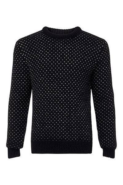 jumpers - weekend fashion: Black woollen jumper with white flecks