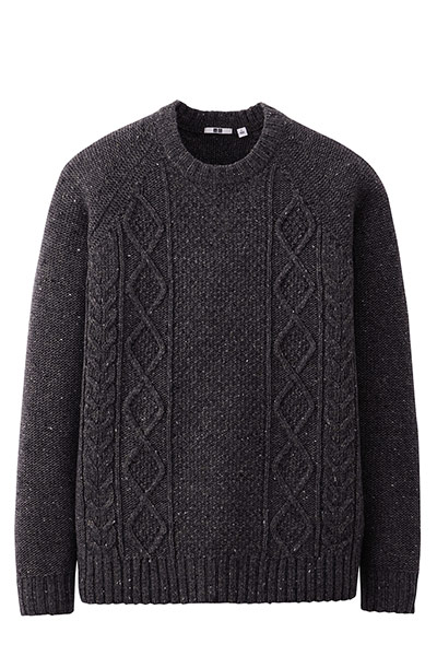 jumpers - weekend fashion: Dark grey cable knit jumper