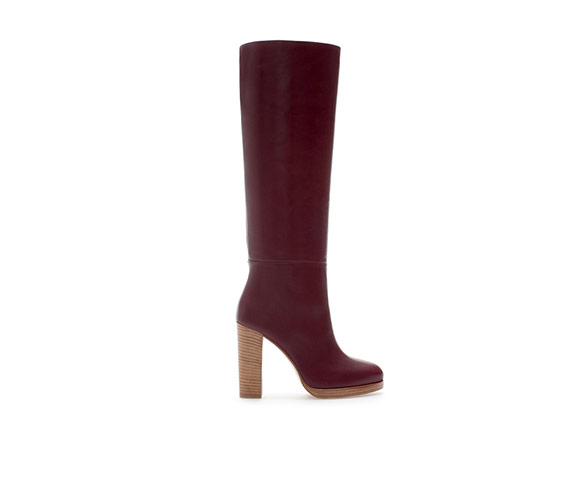Knee boots for winter: Burgundy Zara boots