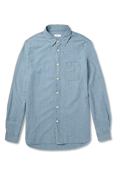 Shirts - Weekend Fashion: mens' blue shirt with cream buttons