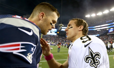 Tom Brady of the New England Patriots and Drew Brees of the New Orleans Saints