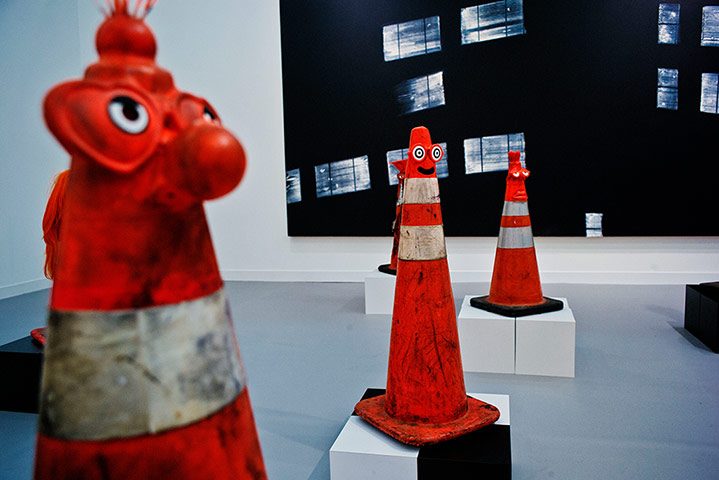 Frieze: Rob Pruitt, Safety Cones (After Richard Serra) 23 Scupltures, 2013 at Gavin