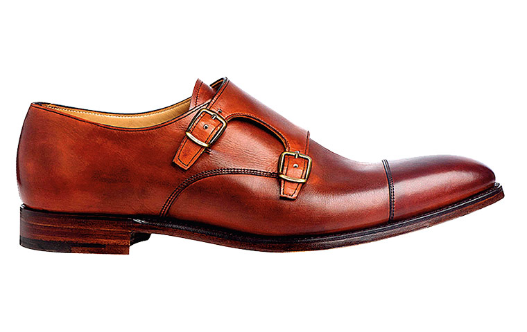 Men's Shoes: Brown leather shoe with double buckle