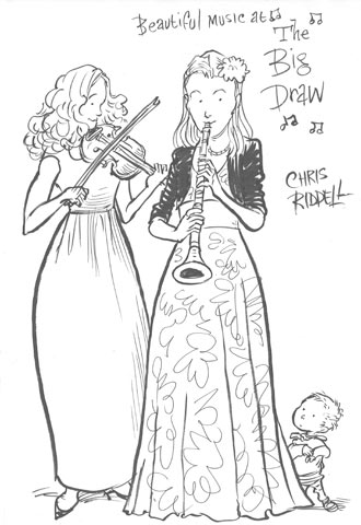 Chris Riddell Cartoon of OAE musicians