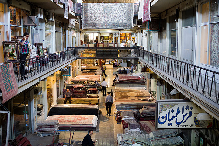 Iran Tourism Push: The carpet section of Tehran's Grand Bazaar