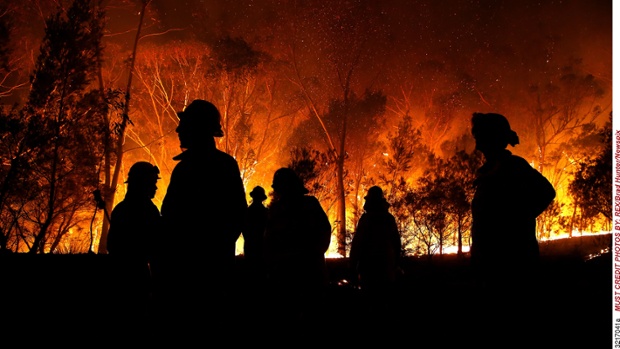 Wild fires often make stunning photographs. Here firefighters are taking part in a back burning operation in Bilpin in the Blue Mountains, west of Sydney – a method used to attempt to manage the blaze.