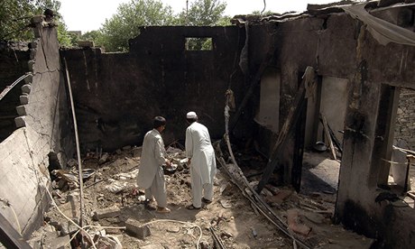 A house in Pakistan near the border with Afghanistan destroyed by a drone missile in 2008. Eighteen people including Islamist militants were killed. Photograph: Reuters