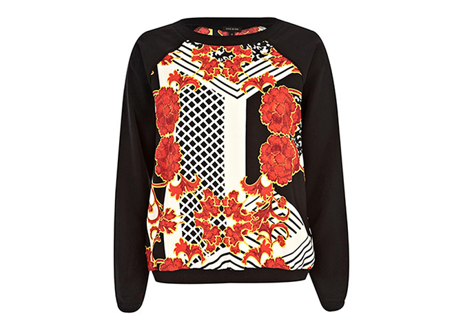 Artistic license: Printed clothes - red and white oriental print sweatshirt by river island