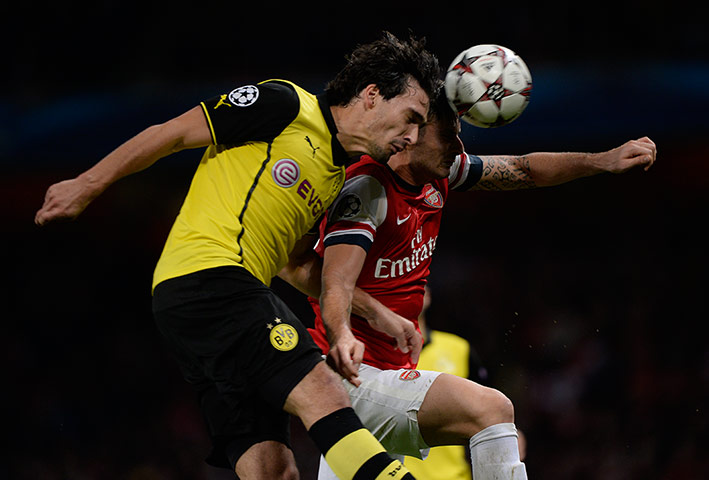 arsenal versus dortmund: An aerial battle between Olivier Giroud and Mats Hummels 